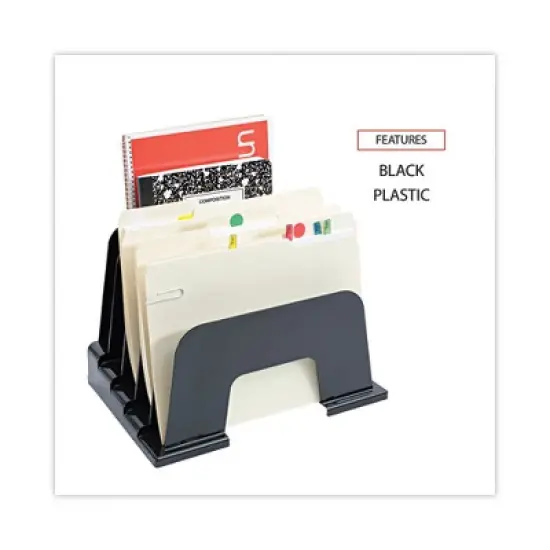 Universal Recycled Plastic Incline Sorter, 5 Sections, Letter Size Files, Black, 13.25" x 9" x 9" image {2}
