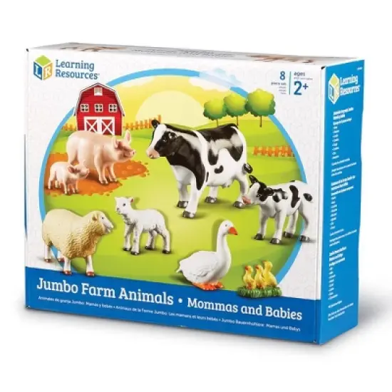 Learning Resources Jumbo Farm Animals Mommas and Babies - 8 Pieces, Ages 18+ months Toddler Learning Toys, Farm Animal Figures for Kids image {4}