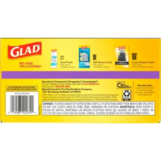 Glad ForceFlex Tall Kitchen Drawstring Trash Bags - Febreze Lavender - 13 Gallon image {9}