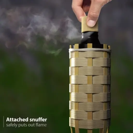 Sorbus 5 Feet Tall Set of 12 Bamboo Outdoor Torches with Metal Oil Canister & Snuffer Cover image {4}