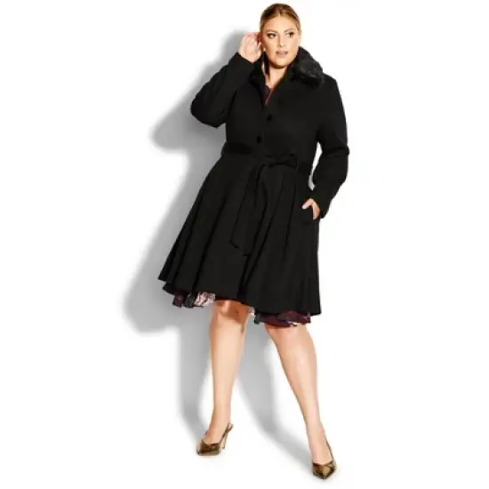 Women's Plus Size Blushing Belle Coat - black | CITY CHIC image {7}