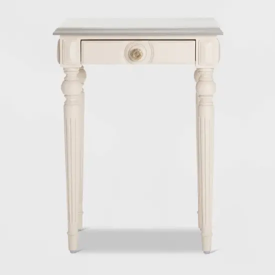 Amos Side Table with Drawer Cream/Gray - ClickDecor image {6}