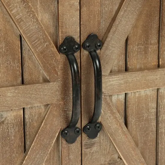 LuxenHome Farmhouse Wood Sliding 2-Door Wall Storage Cabinet image {7}