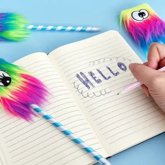 Wrapables Fluffy Rainbow Monster Pens (Set of 5) image {3}