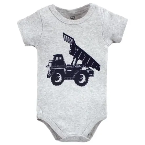 Hudson Baby Infant Boy Cotton Bodysuit, Shorts and Shoe Set, Construction Trucks image {2}
