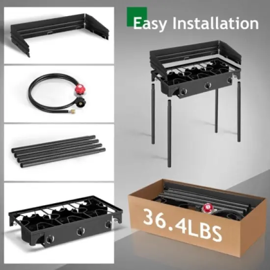 Winado 3 Burner High Pressure Propane Outdoor Stove with Windscreen image {2}