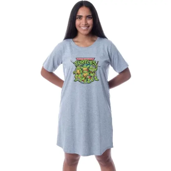 Teenage Mutant Ninja Turtles Women's Nightgown Sleep Pajama Shirt Grey image {4}
