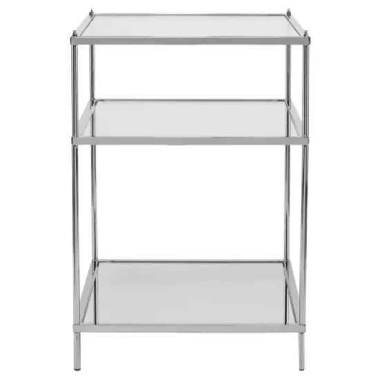 Benton Glam Mirrored Side Table - Chrome - Aiden Lane image {3}