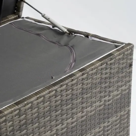 WELLFOR 200gal Wicker Outdoor Storage Box with Lid Gray image {9}