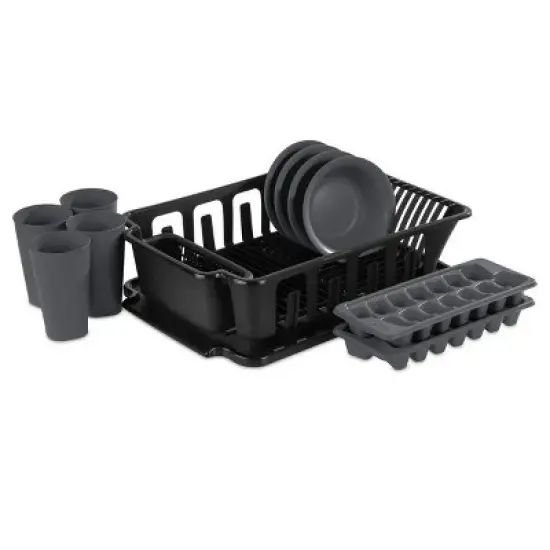 12-Piece Kitchen Set &uml;C Sink Set, Bowls, Tumblers & Ice Cube Trays, BPA-Free, Black image {2}