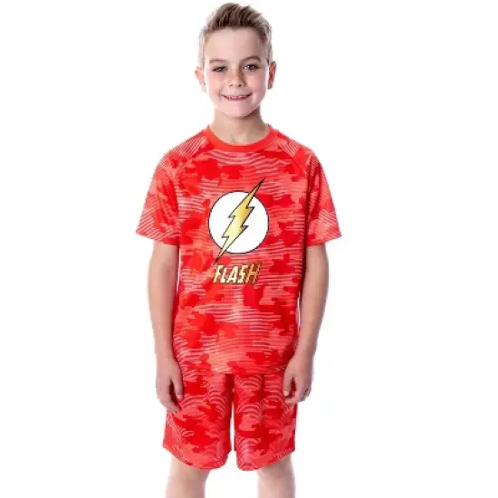 DC Comics Boys' Justice League Digital Camo The Flash 2 PC Pajama Set Red image {5}