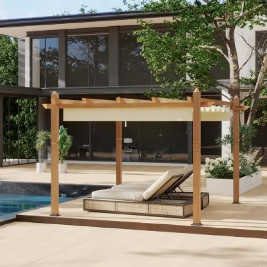 GustoWave Patio 10x13 Ft Wood-Grain Post Pergola Gazebo for Backyard Garden Porch image {3}