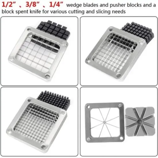 ROVSUN Commercial Vegetable Chopper French Fry Cutter with 1/2", 3/8", 1/4" & 8-Wedge Blades for Restaurant, Home & Kitchen image {3}