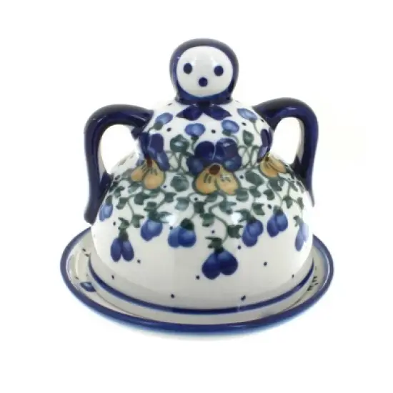 Blue Rose Polish Pottery 33B WR Unikat Medium Cheese Lady image {3}