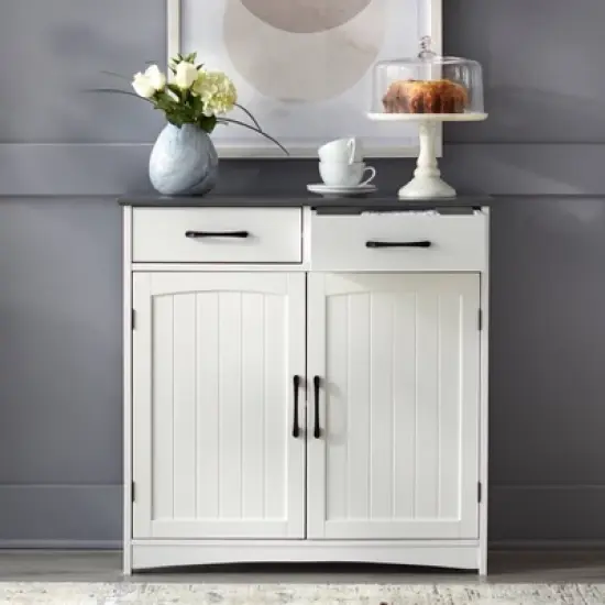 Dalton 2 Door Buffet Cabinet White/Charcoal Gray - Buylateral image {3}