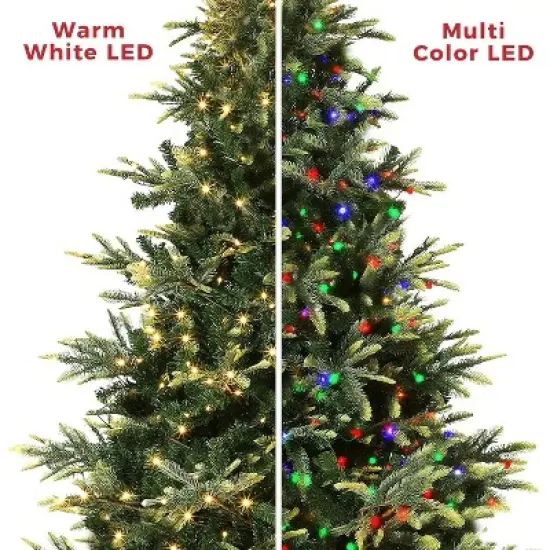 Pre-Lit Artificial Christmas Tree, Spruce Xmas Tree with Thick PE & PVC Branches, UL Listed Warm White Lights, Fire-Resistant, Home, Office image {4}