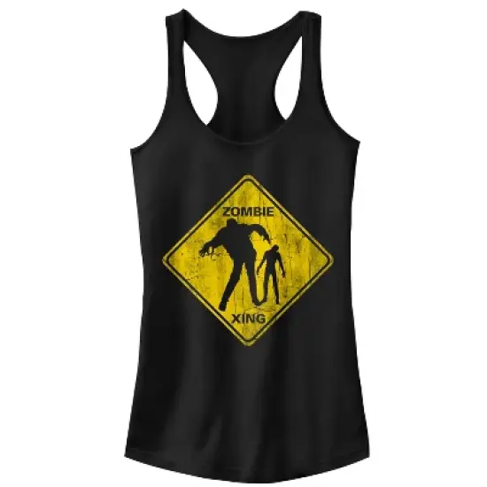 Junior's Lost Gods Halloween Zombie Crossing Racerback Tank Top image {3}