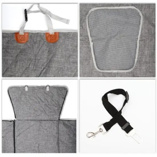 Unique Bargains Removable Pet's Car Seat Cover with Safety Belts Gray 1 Pc image {2}