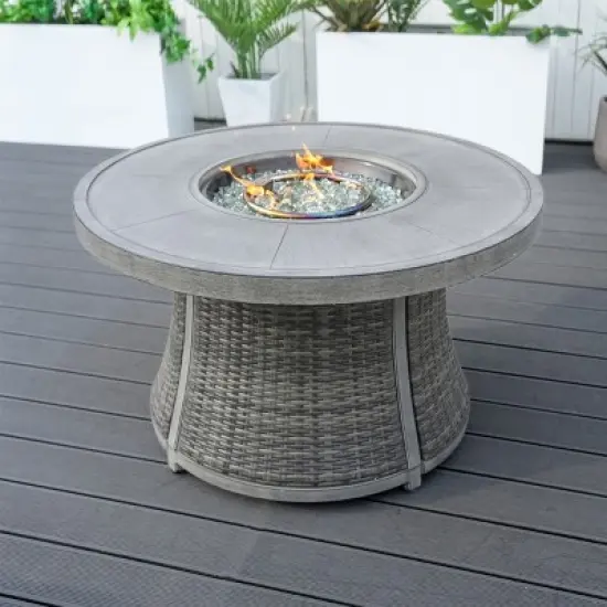 Moda Furnishings 24.6'' H x 42'' W Aluminum Propane Outdoor Fire Pit Table with Lid image {6}