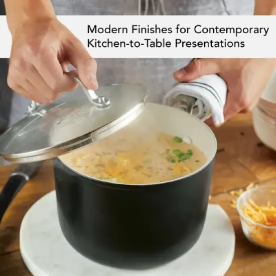 KitchenAid 3qt Hard Anodized Ceramic Nonstick Cookware Sauce Pan with Lid Matte Black: Hand Wash, Gas & Electric Compatible image {3}