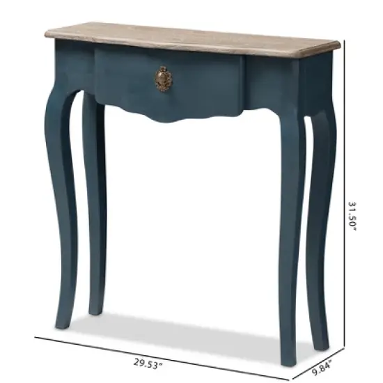 Mazarine Classic and Provincial Spruce Finished Console Table Blue - Baxton Studio image {10}