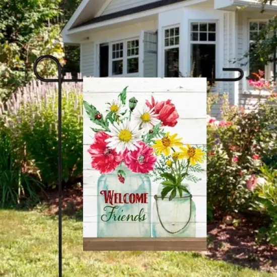 Northlight Welcome Friends Spring Bouquet Outdoor Garden Flag 12.5" x 18" image {2}