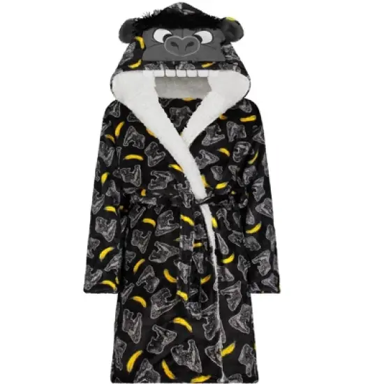 Sleep On It Boys Gorilla Plush Fleece Robe with 3D Character Hood image {4}
