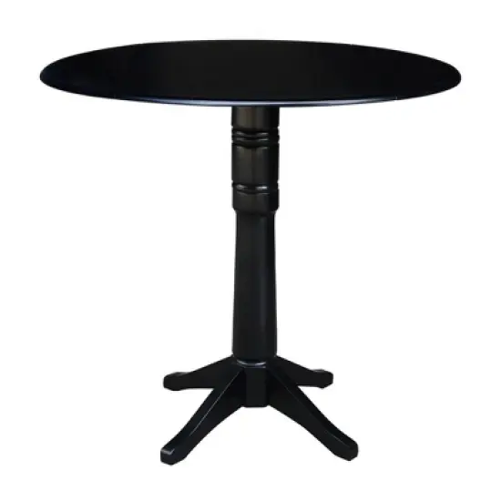 Sandon Round Dual Drop Leaf Pedestal Table Black - International Concepts image {9}