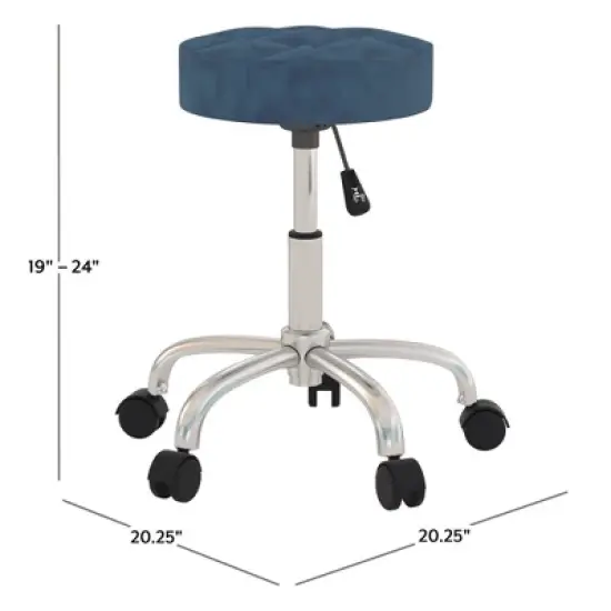 24.5" Nora Tufted Backless Adjustable Metal Vanity and Office Stool with Casters - Hillsdale Furniture image {10}