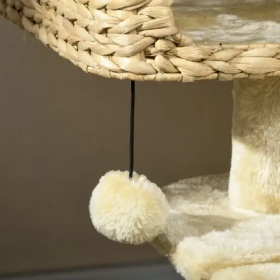 FURNIinspire Cat Tree for Indoor Cats, Cat Tower with Scratching Posts, Ramp, Condo, Toy Balls, Platform, Bed, Ramp, Beige, 23.5"*15.75"*38.5" image {3}