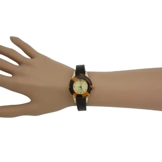 OLIVIA PRATT RHINESTONE TORTOISE BANGLE WATCH image {3}