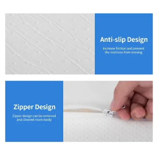 FDW 12 Inch Green Tea Memory Foam Mattress Cooling Gel Infused Mattress,Fiberglass Free/CertiPUR-US Certified/Bed-in-a-Box,White image {4}