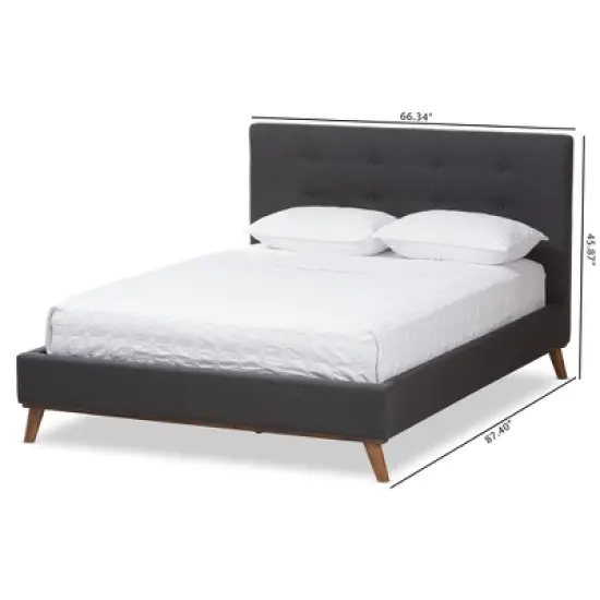 Valencia Mid - Century Modern Fabric Platform Bed - Baxton Studio image {9}