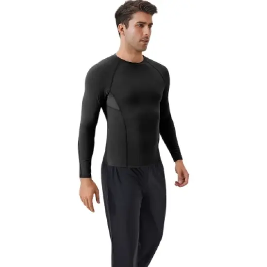 Anna-Kaci Active Men's Long Sleeve Compression Shirt with Stretch Fit and Athletic Seam Detailing image {2}