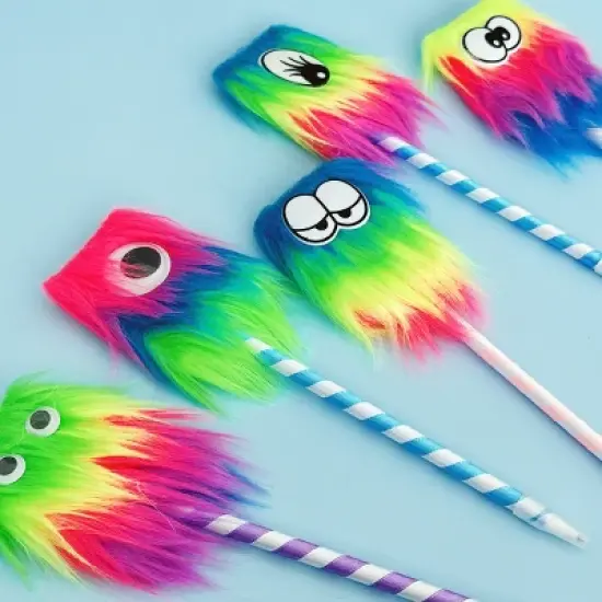 Wrapables Fluffy Rainbow Monster Pens (Set of 5) image {4}