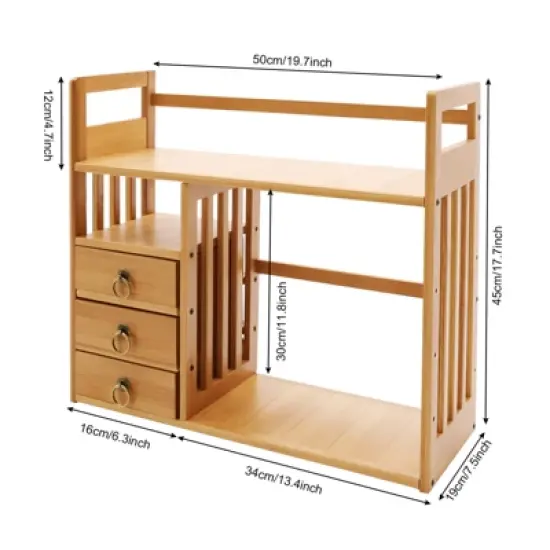 YIYIBYUS Modern Desktop Storage Shelf Desktop Organizer Storage Rack Book Rack With 3 Drawers image {3}