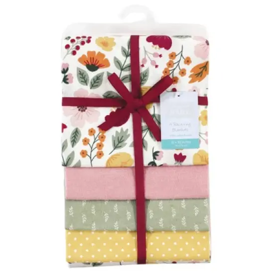 Hudson Baby Infant Girl Cotton Flannel Receiving Blankets, Fall Botanical, One Size image {1}