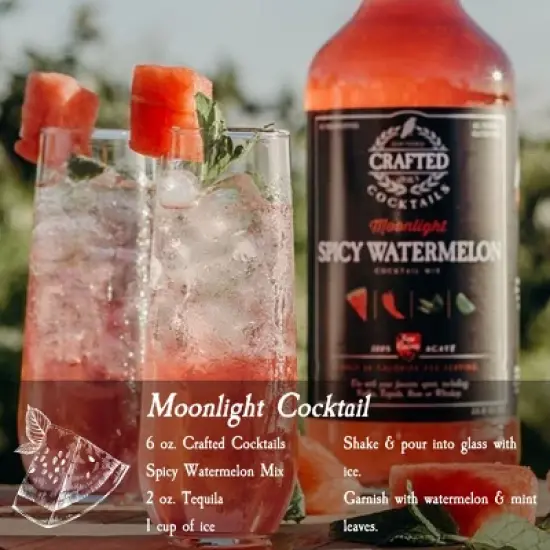 Crafted Cocktails Spicy Watermelon/Moonlight Mix 6 Pack: 60 Calories, Watermelon, Habanero, Lime, Mint and Organic Agave: Craft Mojitos and Margaritas image {2}
