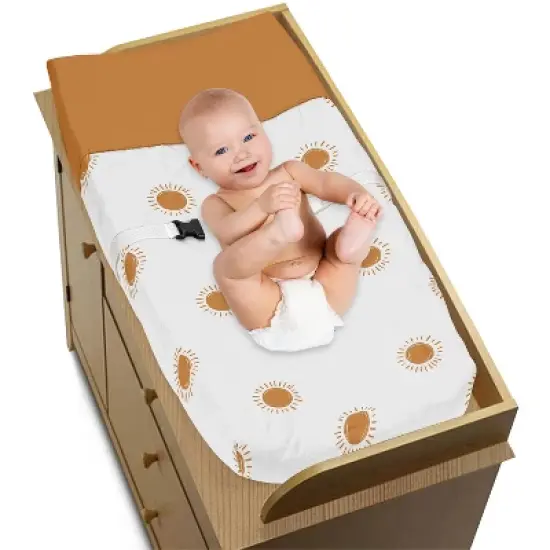 Sweet Jojo Designs Boy or Girl Gender Neutral Unisex Changing Pad Cover Boho Sun White and Orange image {1}