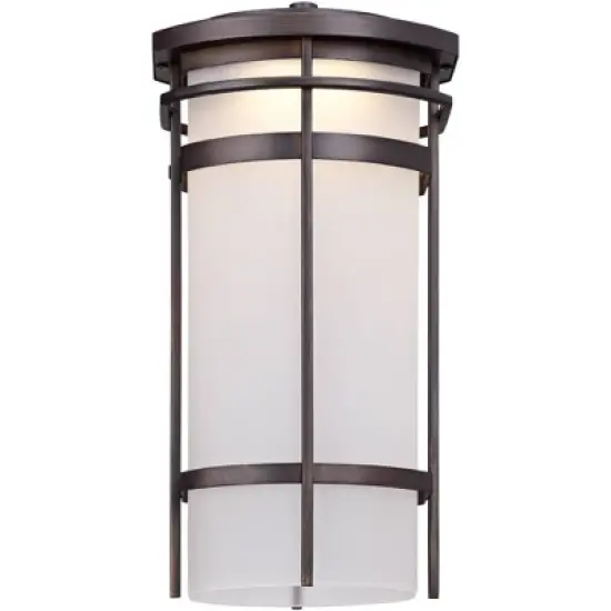 Possini Euro Design Theola Modern Outdoor Wall Light Fixture Bronze LED 12 3/4" Etched Glass Shade for Post Exterior Barn Deck House Porch Yard Patio image {2}