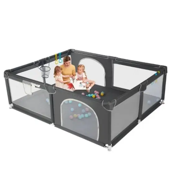 GOTGELIF 79"x79" 4-Panel Baby Playpen Spacious & Secure Portable Playard image {7}