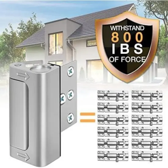 DOMETOUR Home Security Reinforcement Door Lock, Childproof, 800 lbs Strength, Extra Latch for Inward Swing Apartment Doors image {2}