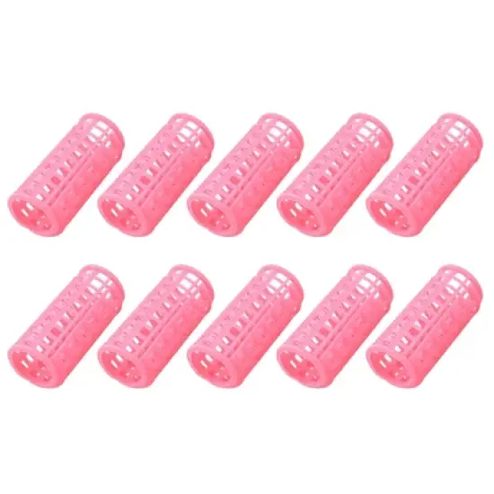 Unique Bargains Plastic Hair Styling DIY Compact Rollers 2.7" x 1.2" Pink 12 Pcs image {2}