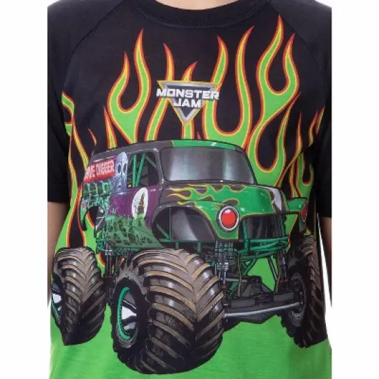 Monster Jam Boys' Grave Digger Truck Sleep Pajama Set Shorts Crewneck Multicolored image {2}