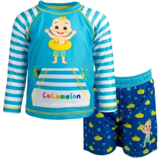 CoComelon JJ Toddler Boys Rash Guard and Swim Trunks Outfit Set image {10}