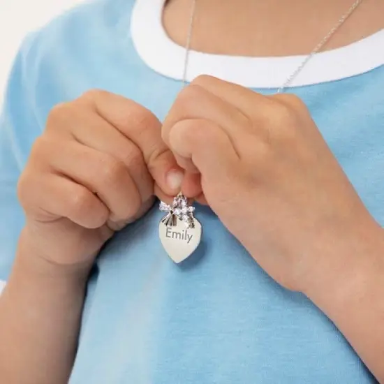 Girls' Guardian Angel & Cross Sterling Silver Necklace - In Season Jewelry image {2}