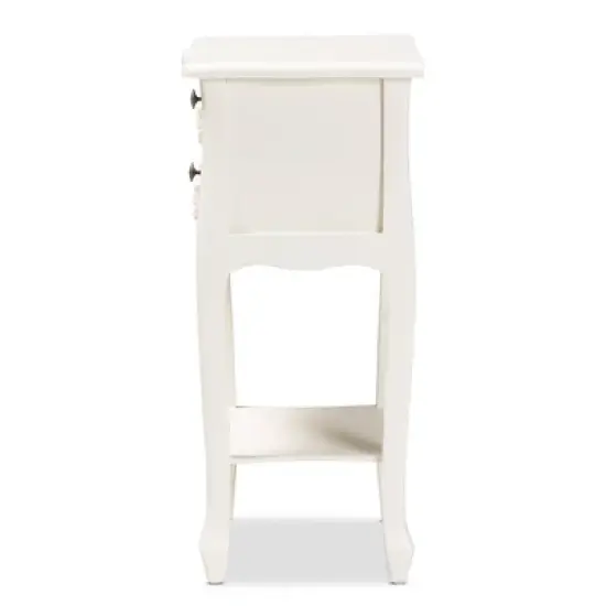Eliya Wood 2 Drawer Nightstand White - Baxton Studio image {4}