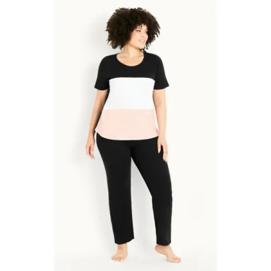 Women's Plus Size  Color Block Sleep Set - black | EVANS image {3}