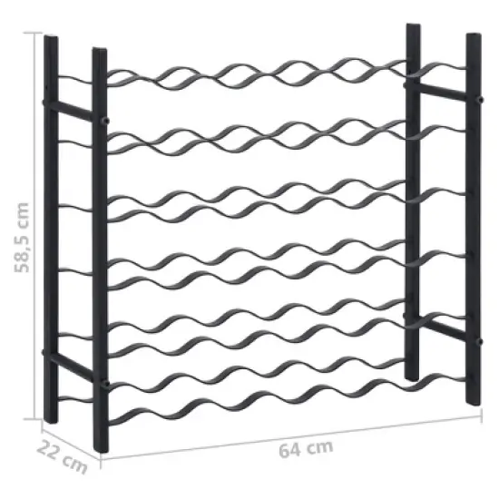 vidaXL Black Iron Wine Rack - Stylish, Durable and High-Capacity Storage Solution for Up to 36 Wine Bottles, Easy Assembly Required image {5}