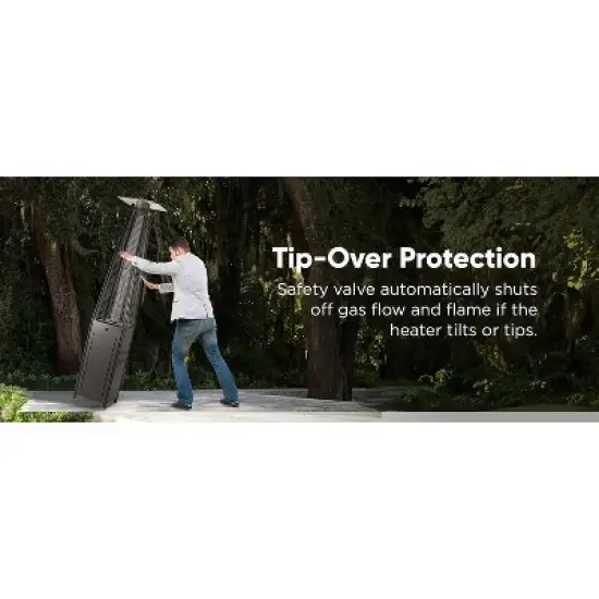 Fire Sense Pyramid Flame Patio Heater 40,000 BTU Outdoor Propane Heater Tower with Wheels - Hammered Platinum Finish image {10}